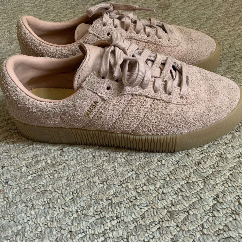 PINK FELT ADDIDAS SAMBA SHOES